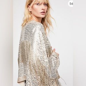 Free People Valencia Jacket, Champaign Sequins/Beads, M-L, NWT